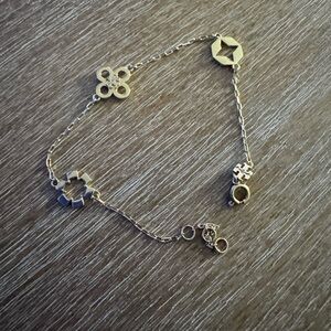 Tory Burch Silver-Tone Floral & Geometric Charm Bracelet